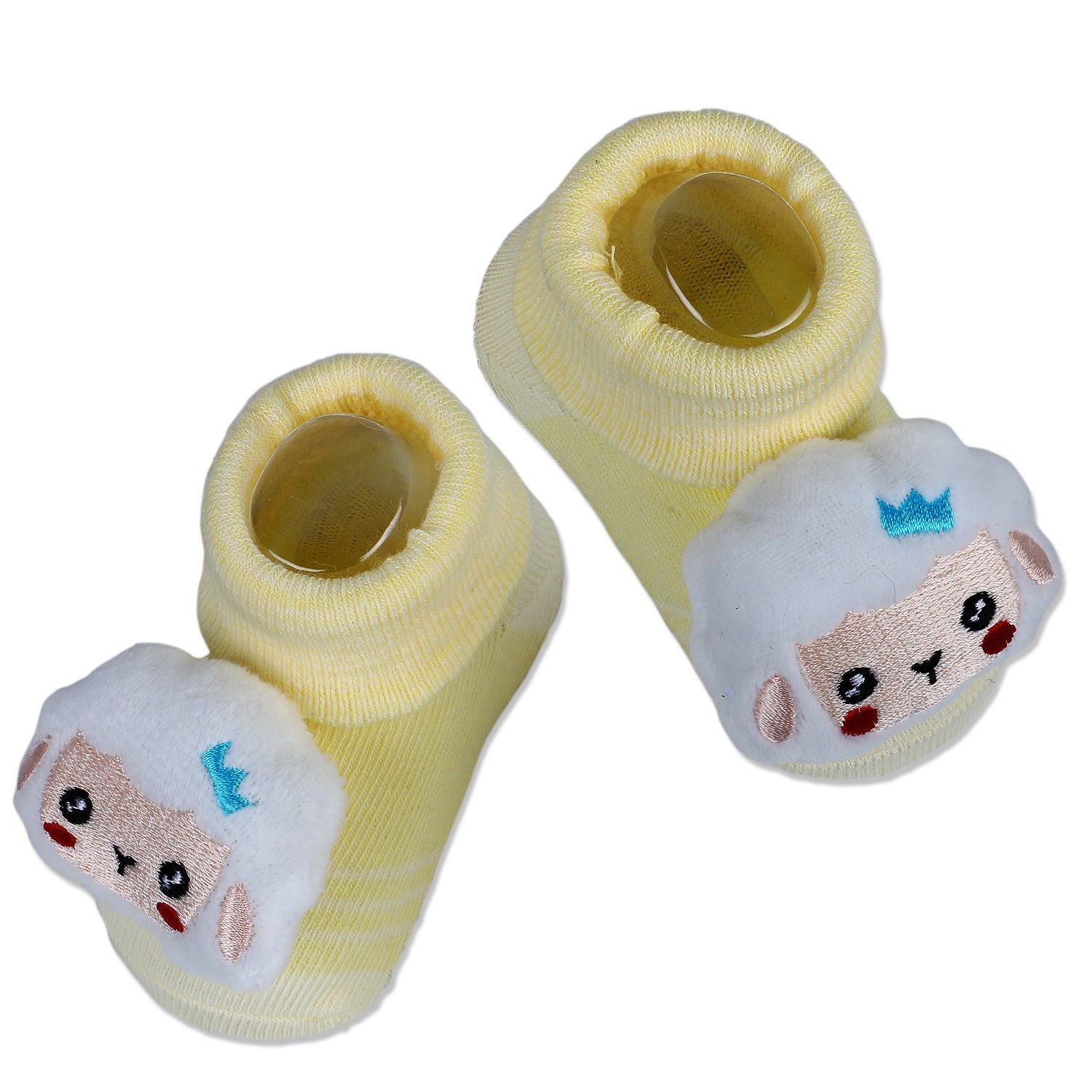 Baby Moo Sheep Cotton Anti-Skid 3D Socks - Yellow