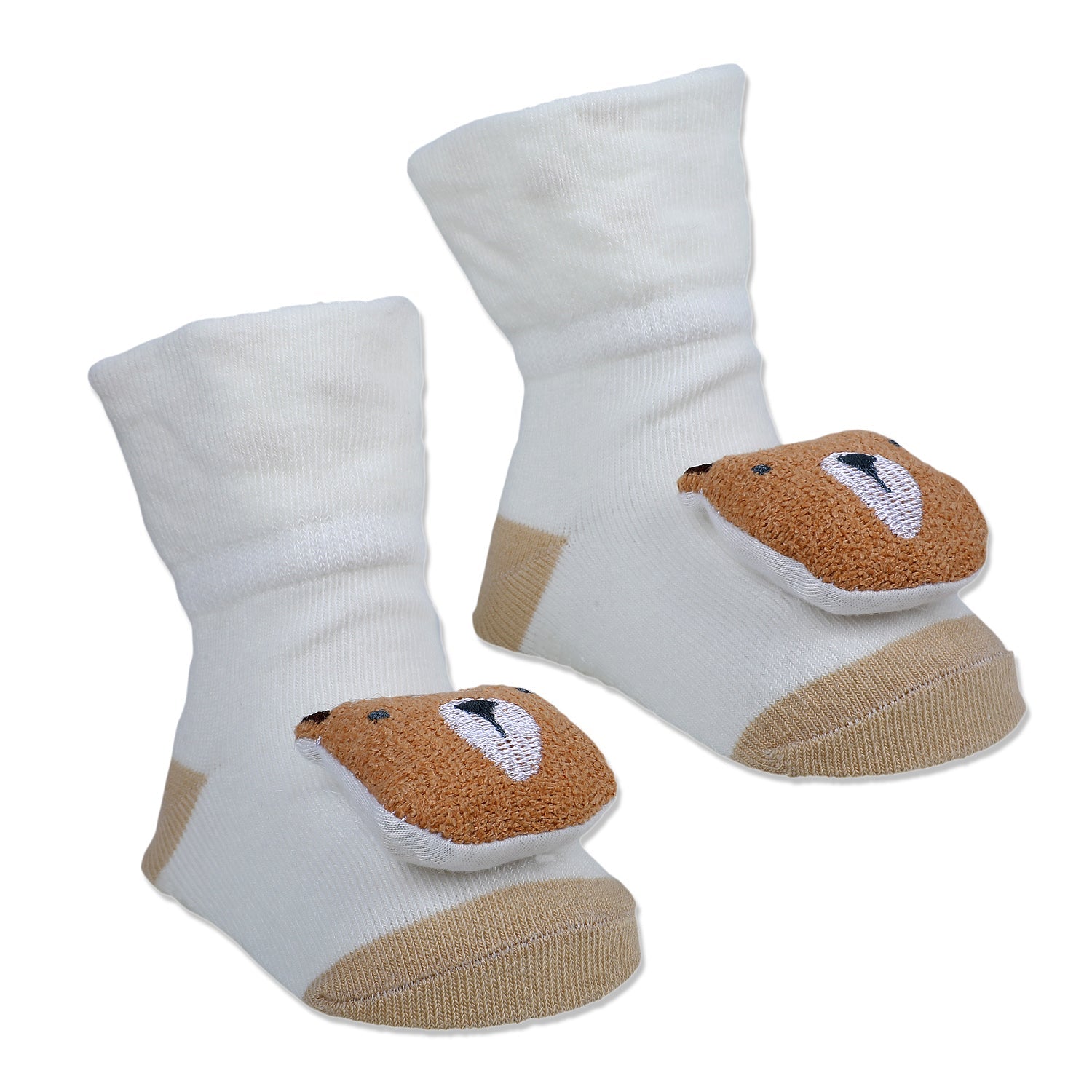 Baby Moo My Pet Cotton Anti-Skid 3D Socks - White