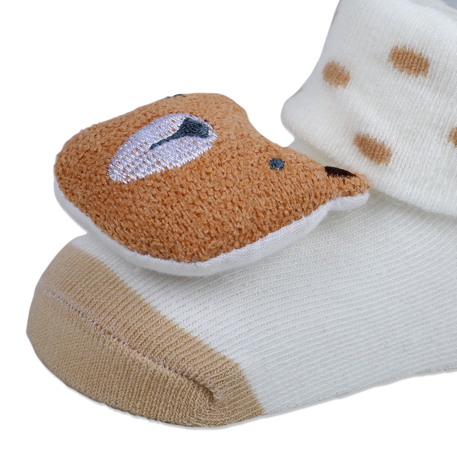 Baby Moo My Pet Cotton Anti-Skid 3D Socks - White