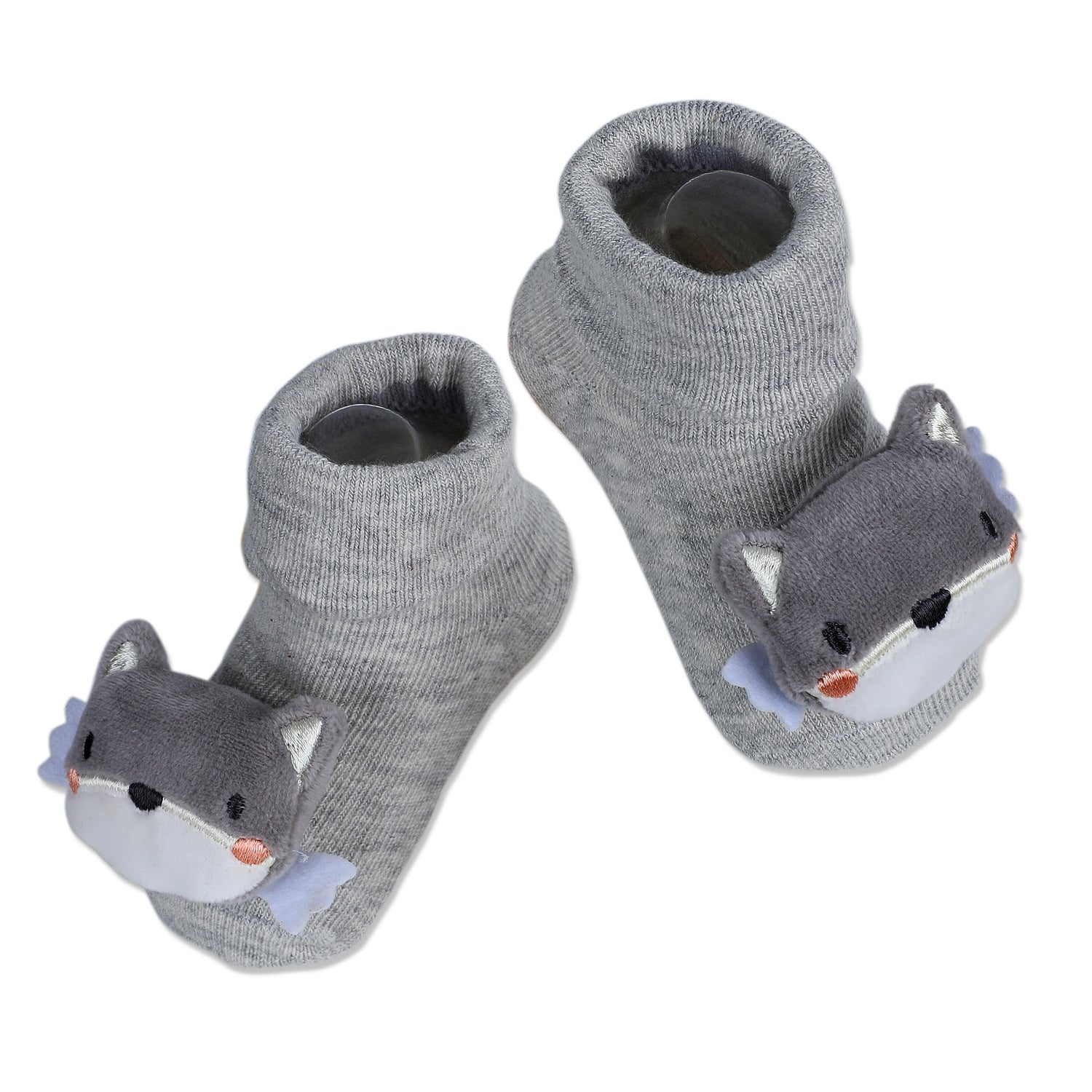 Baby Moo Husky Cotton Anti-Skid 3D Socks - Grey