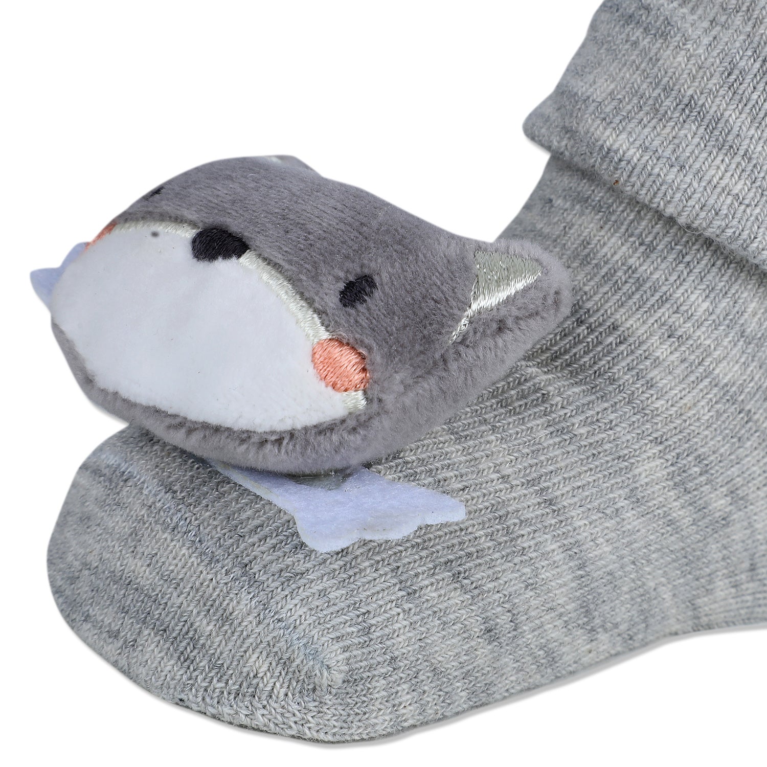 Baby Moo Husky Cotton Anti-Skid 3D Socks - Grey