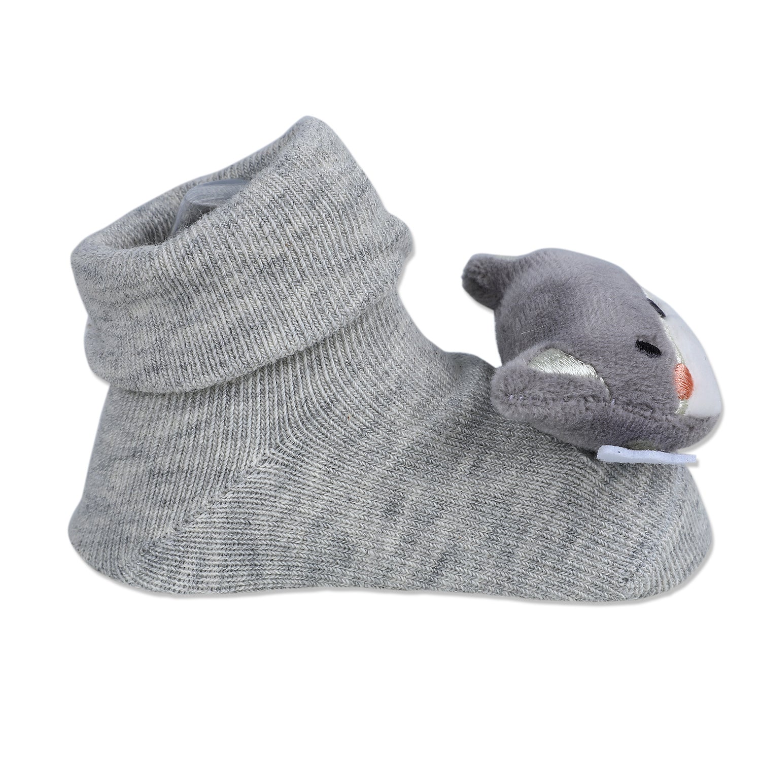 Baby Moo Husky Cotton Anti-Skid 3D Socks - Grey