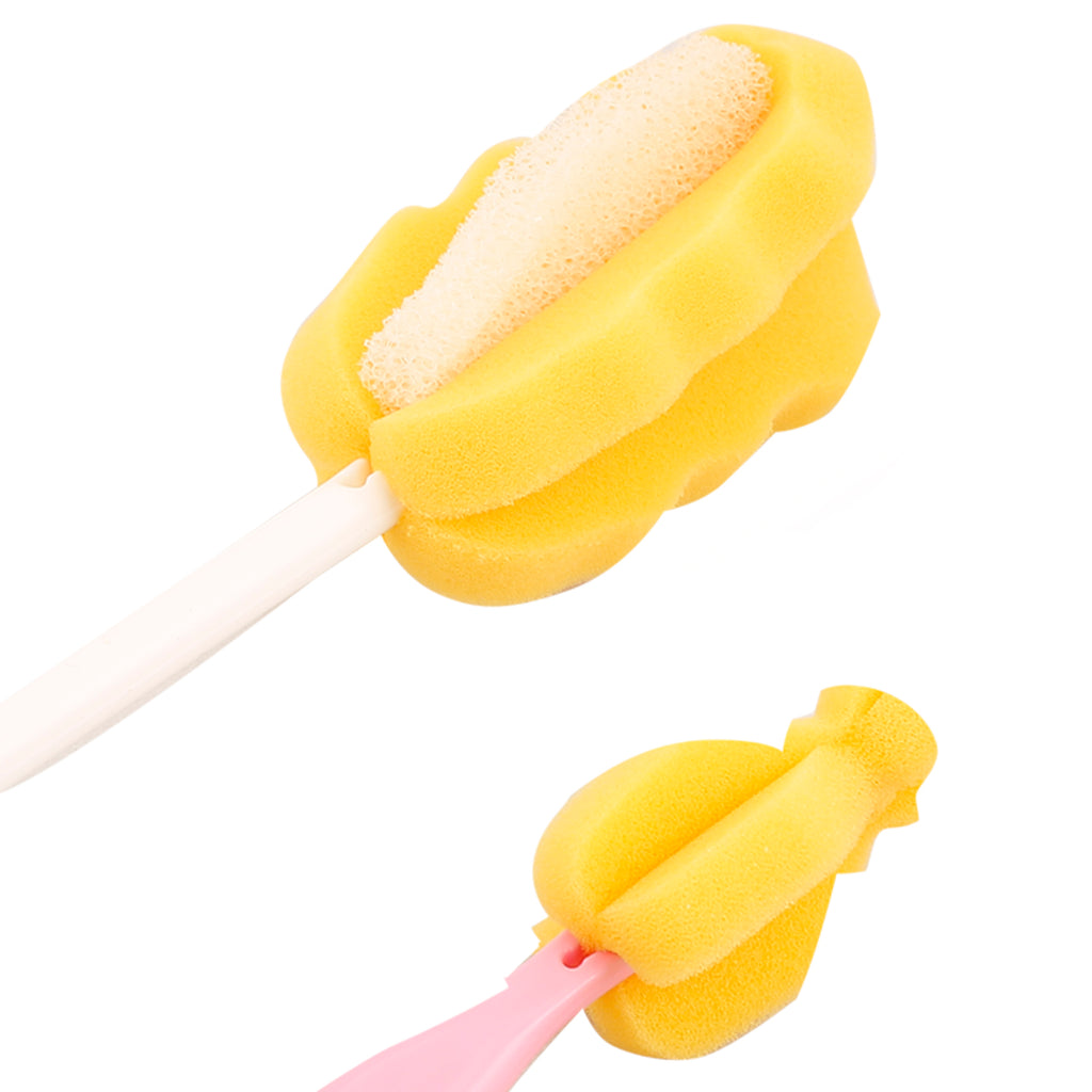Baby Moo Premium Set Of 2 Bottle And Nipple Cleaning Brush- Blue, Pink, Yellow