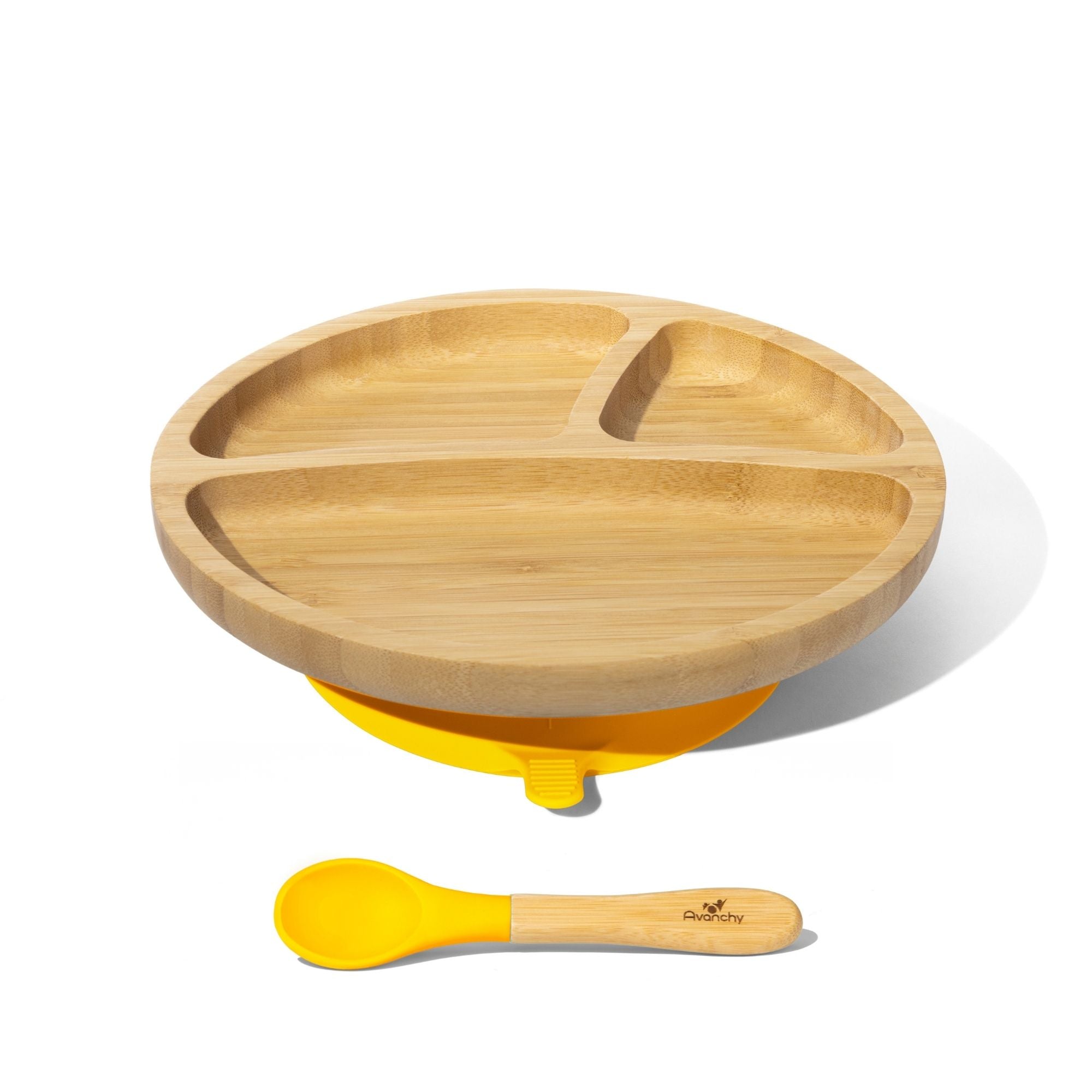Avanchy Bamboo Toddler Plate & Spoon - Magenta