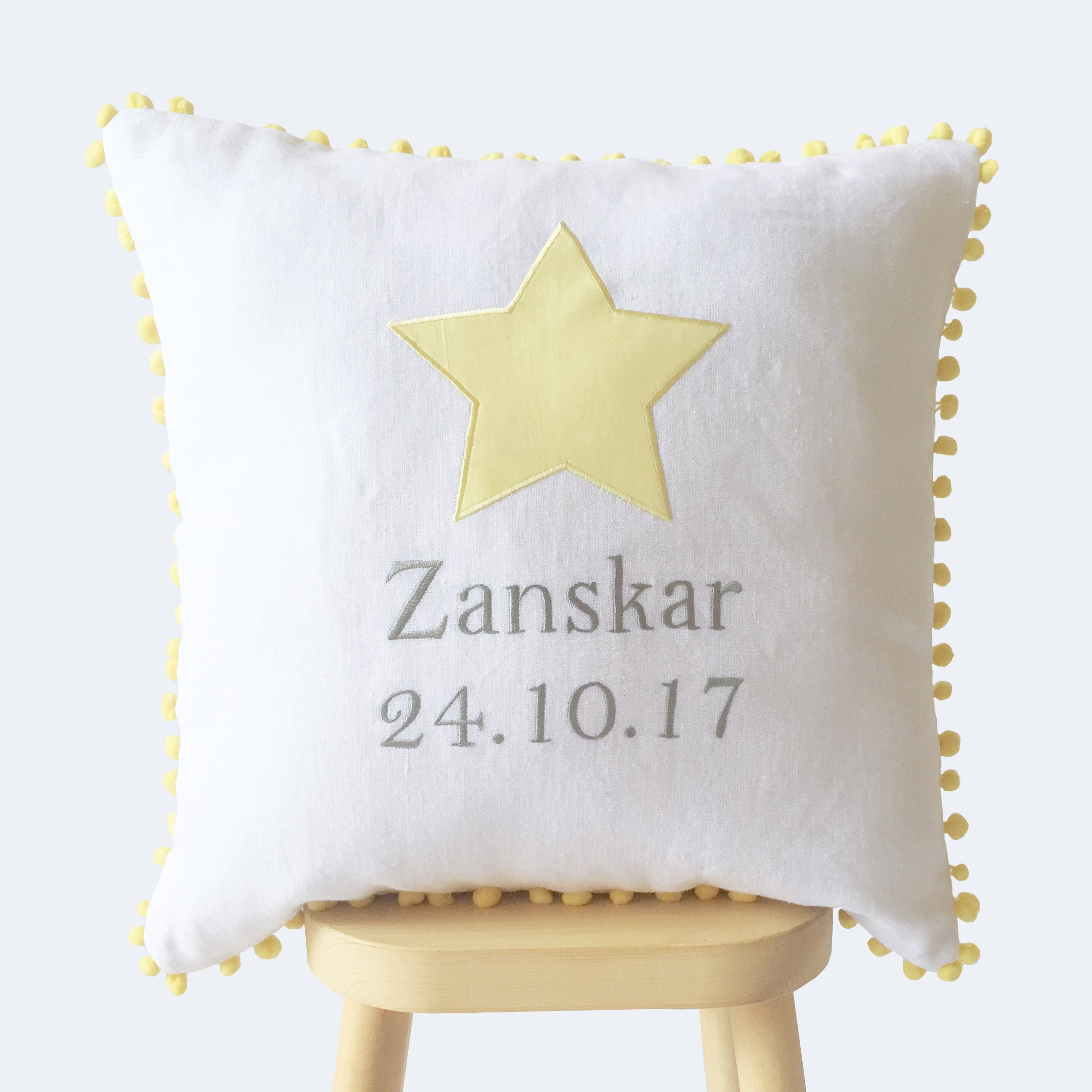 Personalised Name & Birth Date Cushion - Blue