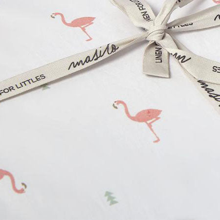 Masilo Organic Fitted Cot Sheet - Hello Flamingo