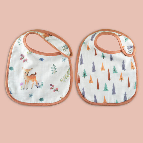 Tiny Snooze Organic Classic Bibs (Set of 2)-Enchanted Forest