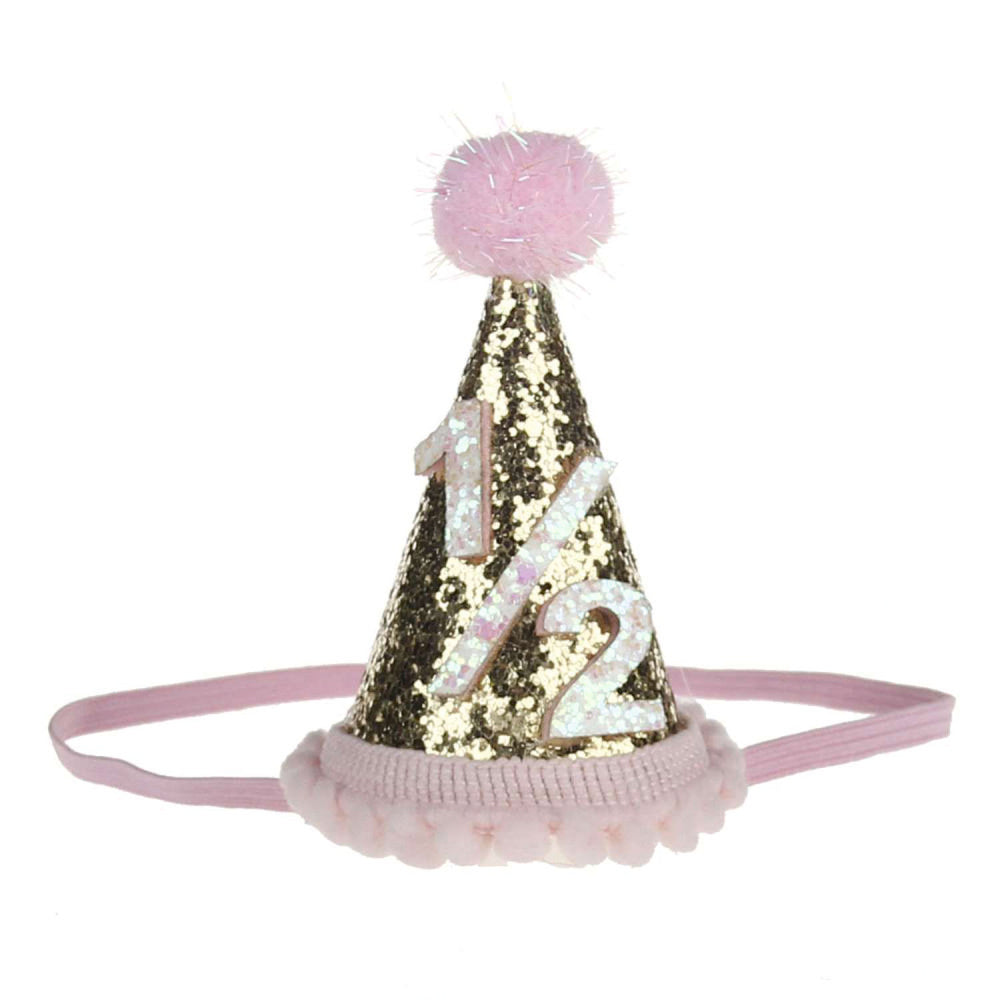 Half Birthday Beaded Crown Set - Pink