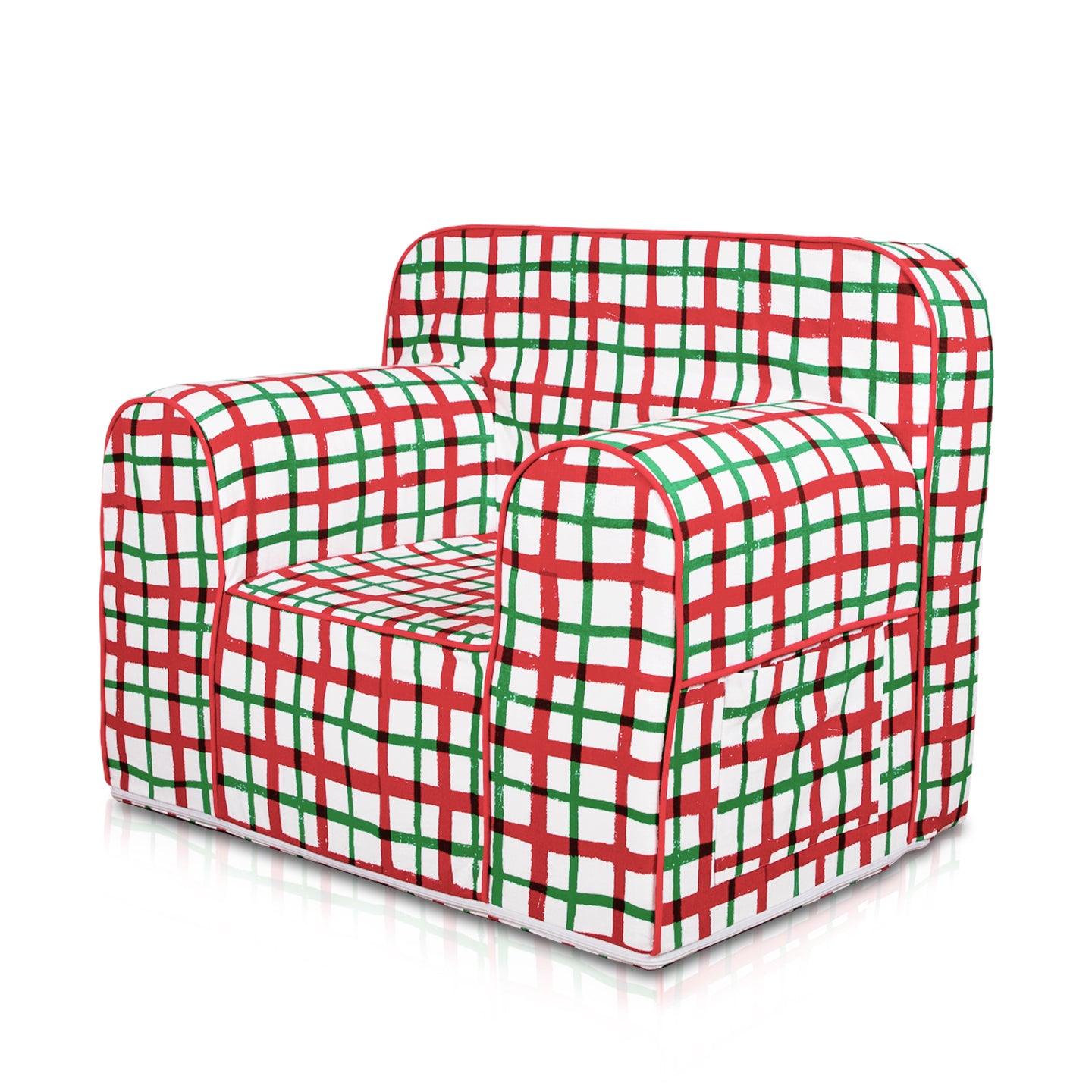 Role Play Comfy Sofa- Hand Drawn Check Red And Green