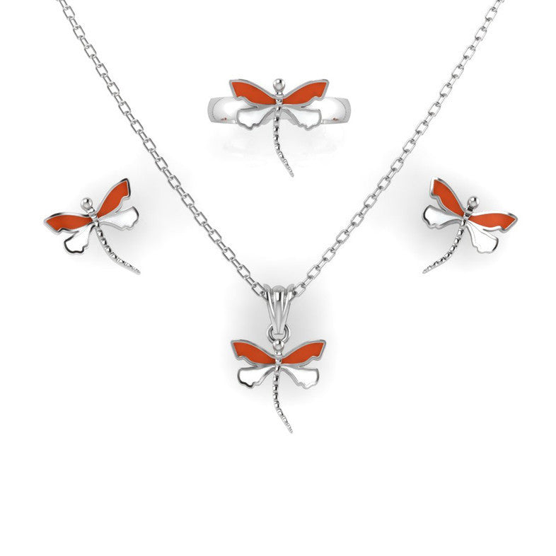 Sterling Silver Necklace & Ring Set - Butterfly