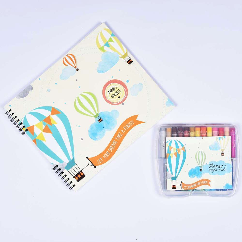 Doodle Book With Personalized Crayons - Bunting Balloons