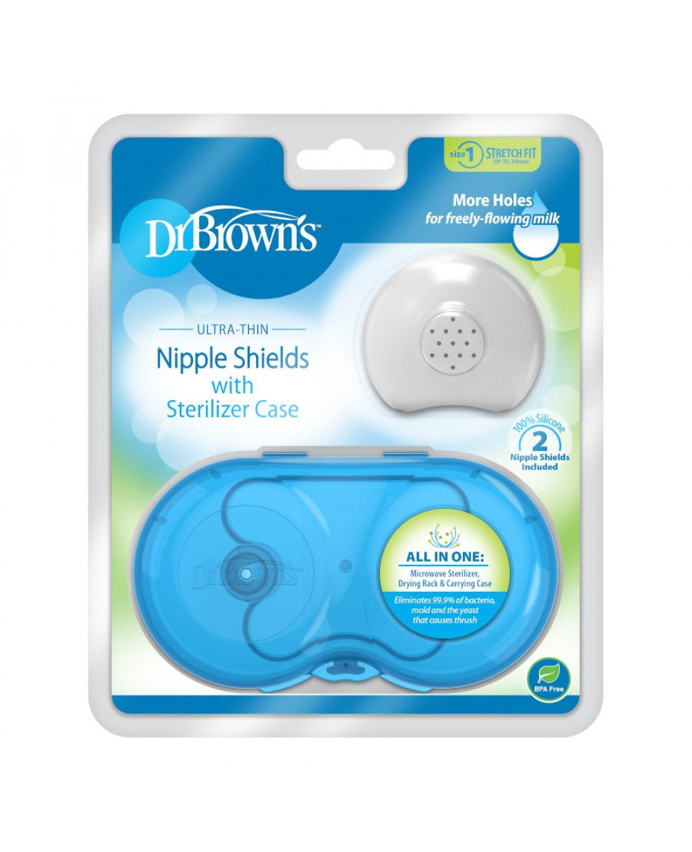 Dr. Brown's Nipple Shields 2-Pack With Sterilizer Case -( Size 1 & 2)