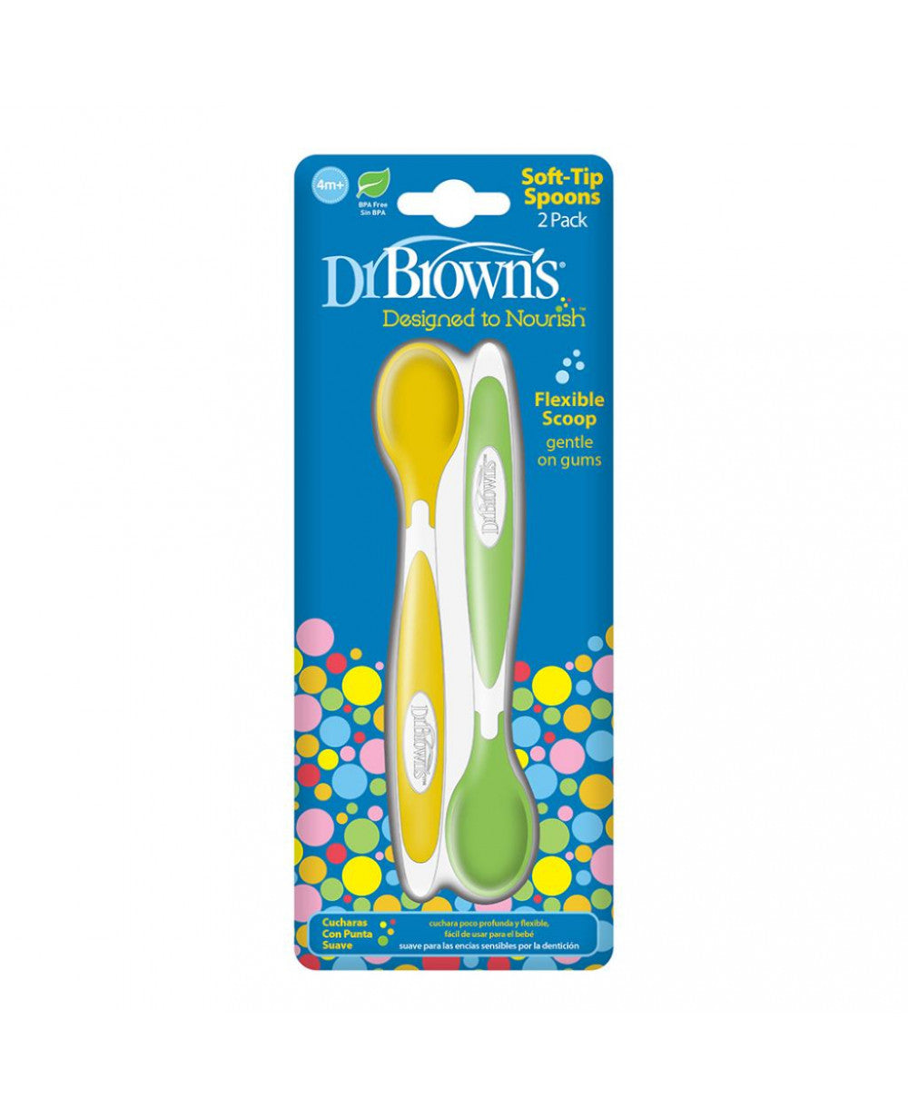 Dr. Brown's Soft Tip Spoons, 2-Pack - Green & Yellow