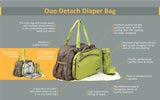 Diaper Bag - Duo Detach  - Grey/Yellow
