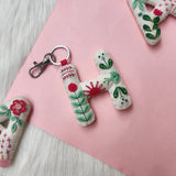 Floral Applique Initial Keychain