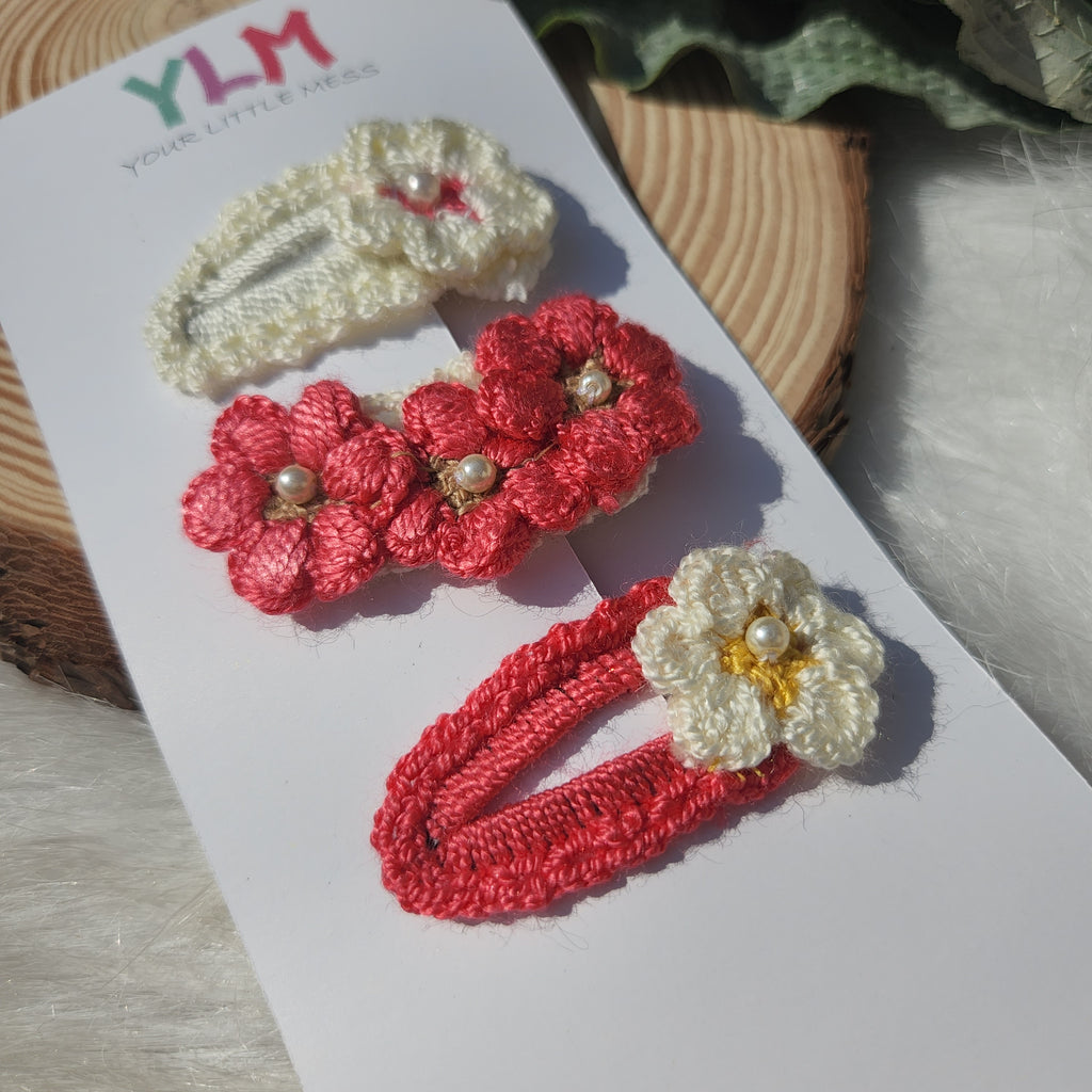 Florid Crochet Hairclip Set Of 3