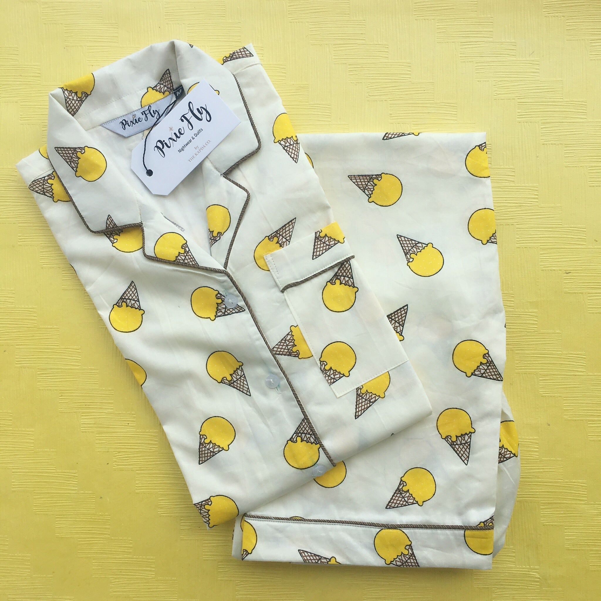Kid's Pyjama Set - Yellow Ice Cream