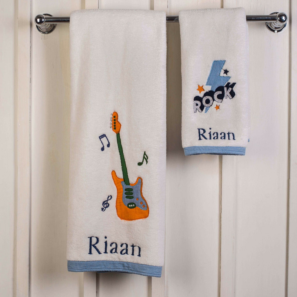 Kids Towel Set - Rockstar <br> Bath & Hand Towel Available <br> <span style="font-size: 11px; font-family:Helvetica,Arial,sans-serif;">Can Be Personalised</span>