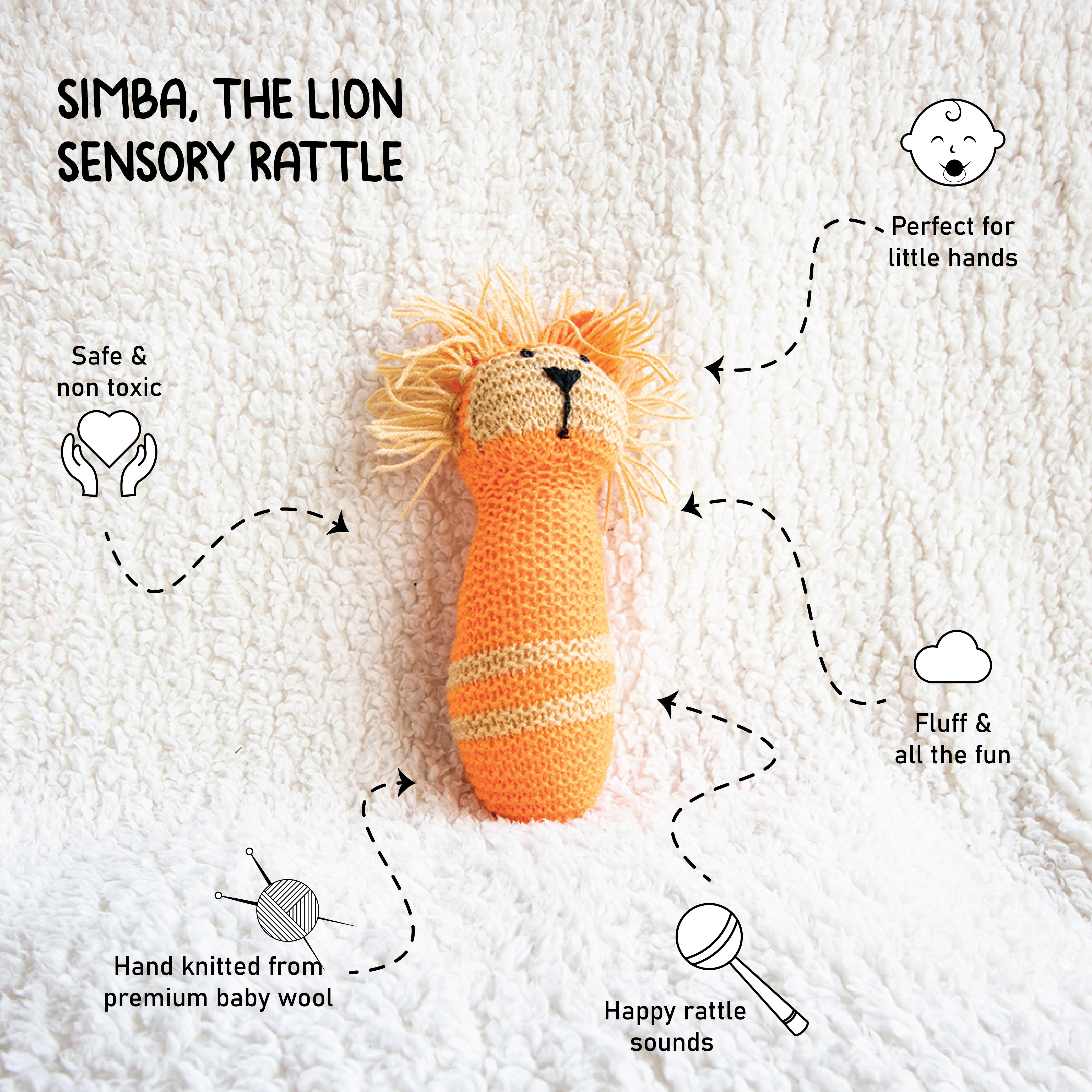 Simba, The Lion Sensory Rattle