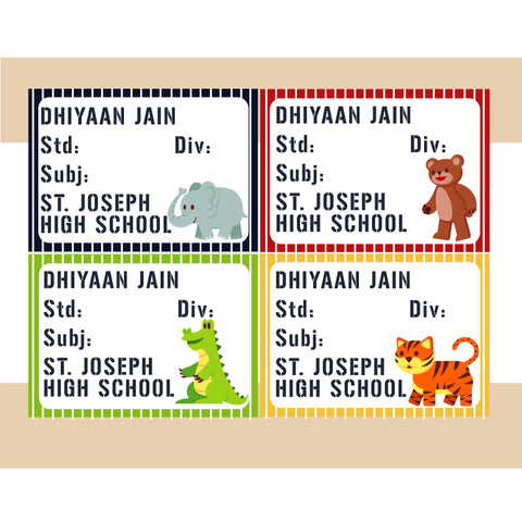 Personalised School Book Labels - Jungle, Pack of 36