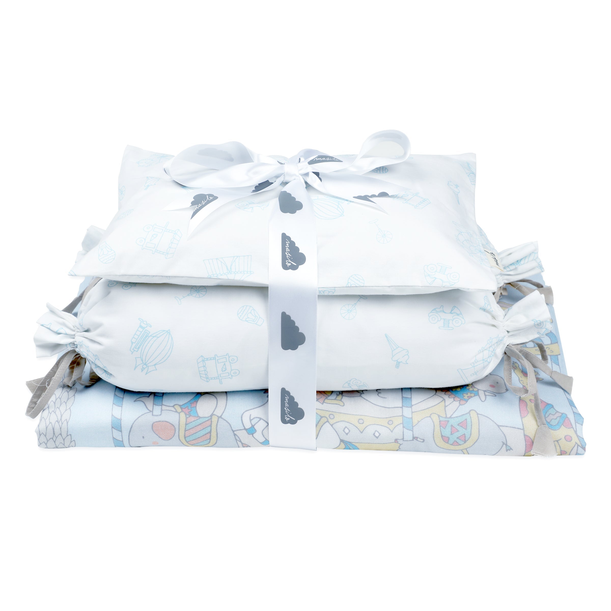 Carnival Blue newborn blanket detail in organic muslin