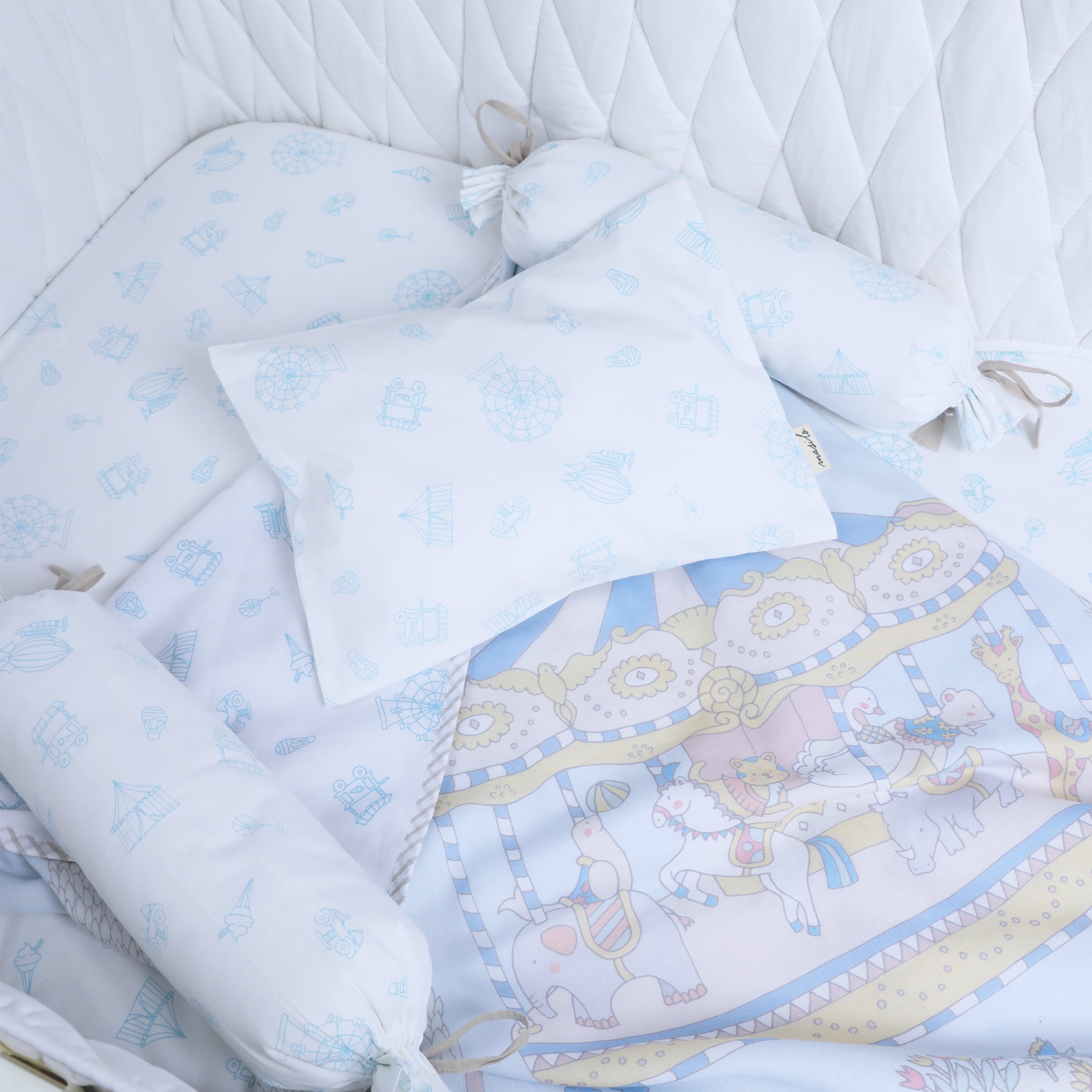 Mini Cot Set newborn bedding collection with pillow, bolsters and blanket