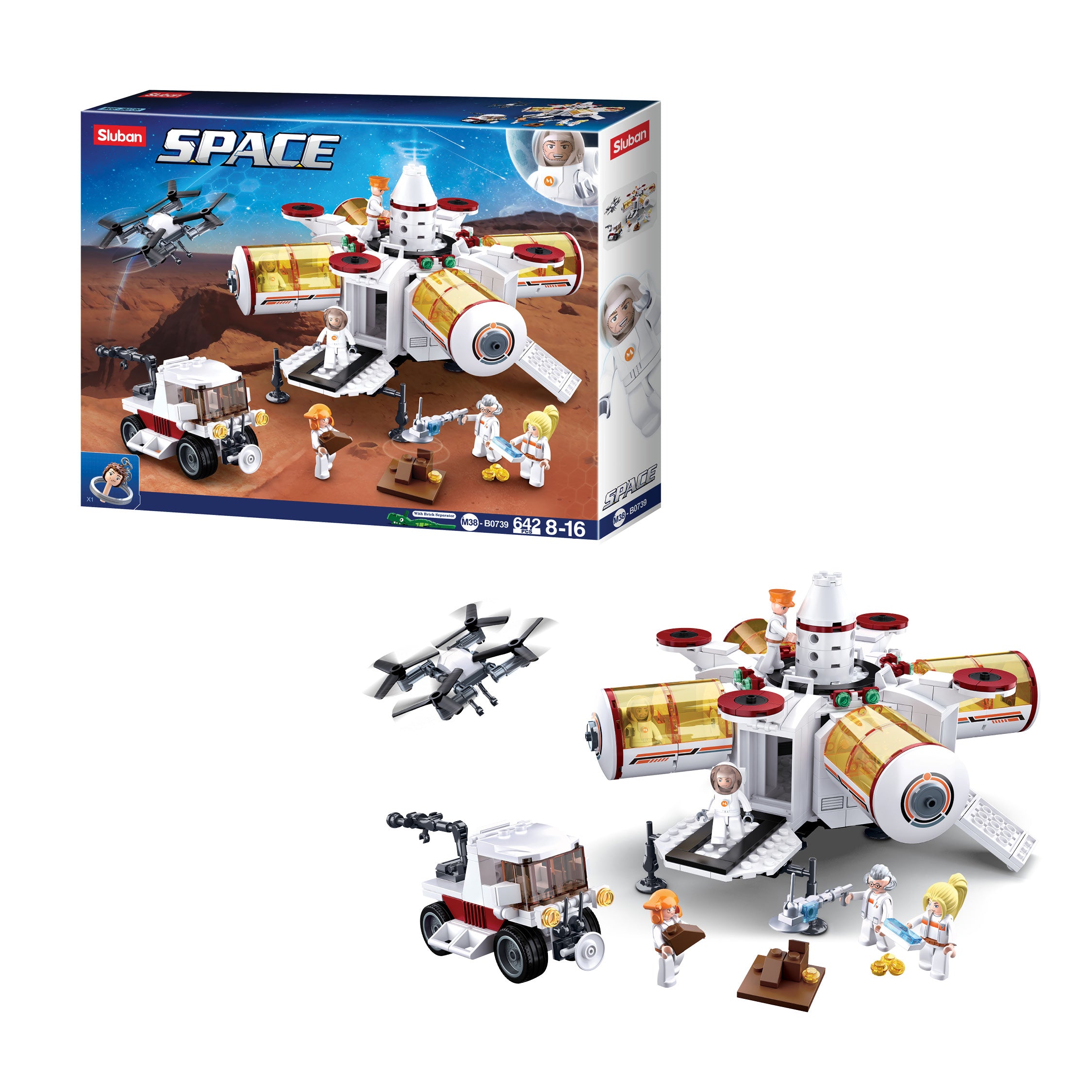 Sluban® Space-Space Base(642Pcs) M38-B0739 (642 Pcs) Building Blocks Kit For Boys And Girls Aged 8 Years And Above Creative Construction Set Educational Stem Toy, Blocks Compatible With Other Leading Brands, Bis Certified.