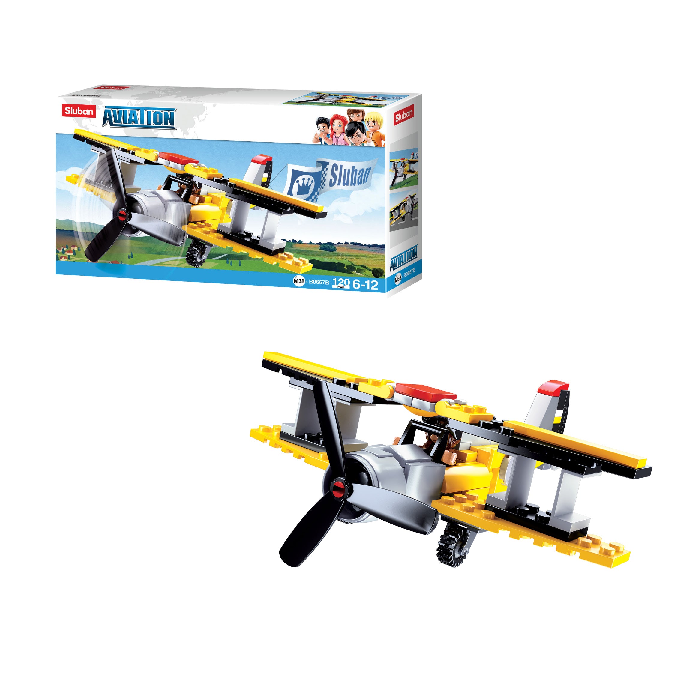 Sluban®  Aviation Iii - Plane (M38-B0667B) (120 Pieces) Building Blocks Kit For Boys And Girls Aged 6 Years And Above Creative  Construction Set Educational Stem Toy Blocks Compatible With Other Leading Brands, Bis Certified.