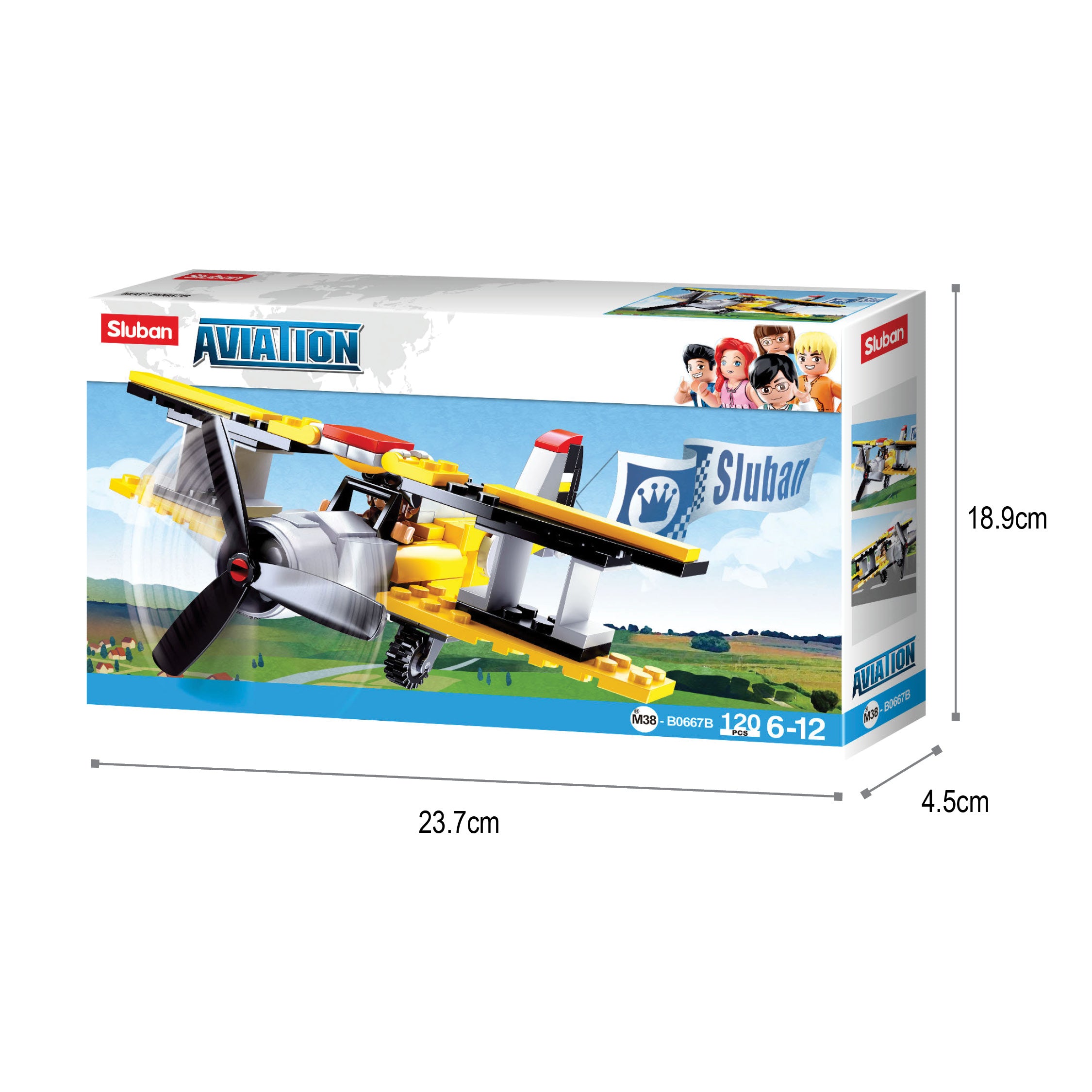Sluban®  Aviation Iii - Plane (M38-B0667B) (120 Pieces) Building Blocks Kit For Boys And Girls Aged 6 Years And Above Creative  Construction Set Educational Stem Toy Blocks Compatible With Other Leading Brands, Bis Certified.