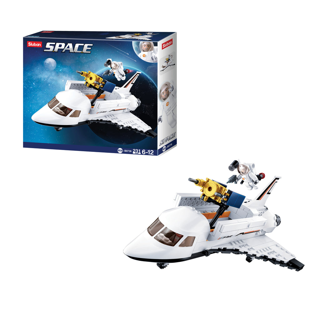 Sluban® Space-Space Shuttle (M38-B0736) (231 Pieces) Building Blocks Kit For Boys And Girls Aged 6 Years And Above Creative  Construction Set Educational Stem Toy,  Blocks Compatible With Other Leading Brands, Bis Certified