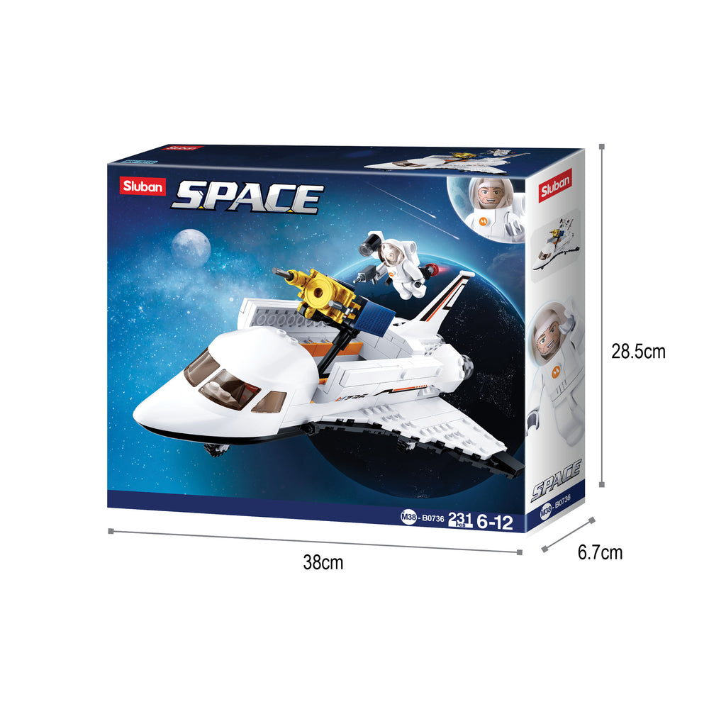 Sluban® Space-Space Shuttle (M38-B0736) (231 Pieces) Building Blocks Kit For Boys And Girls Aged 6 Years And Above Creative  Construction Set Educational Stem Toy,  Blocks Compatible With Other Leading Brands, Bis Certified