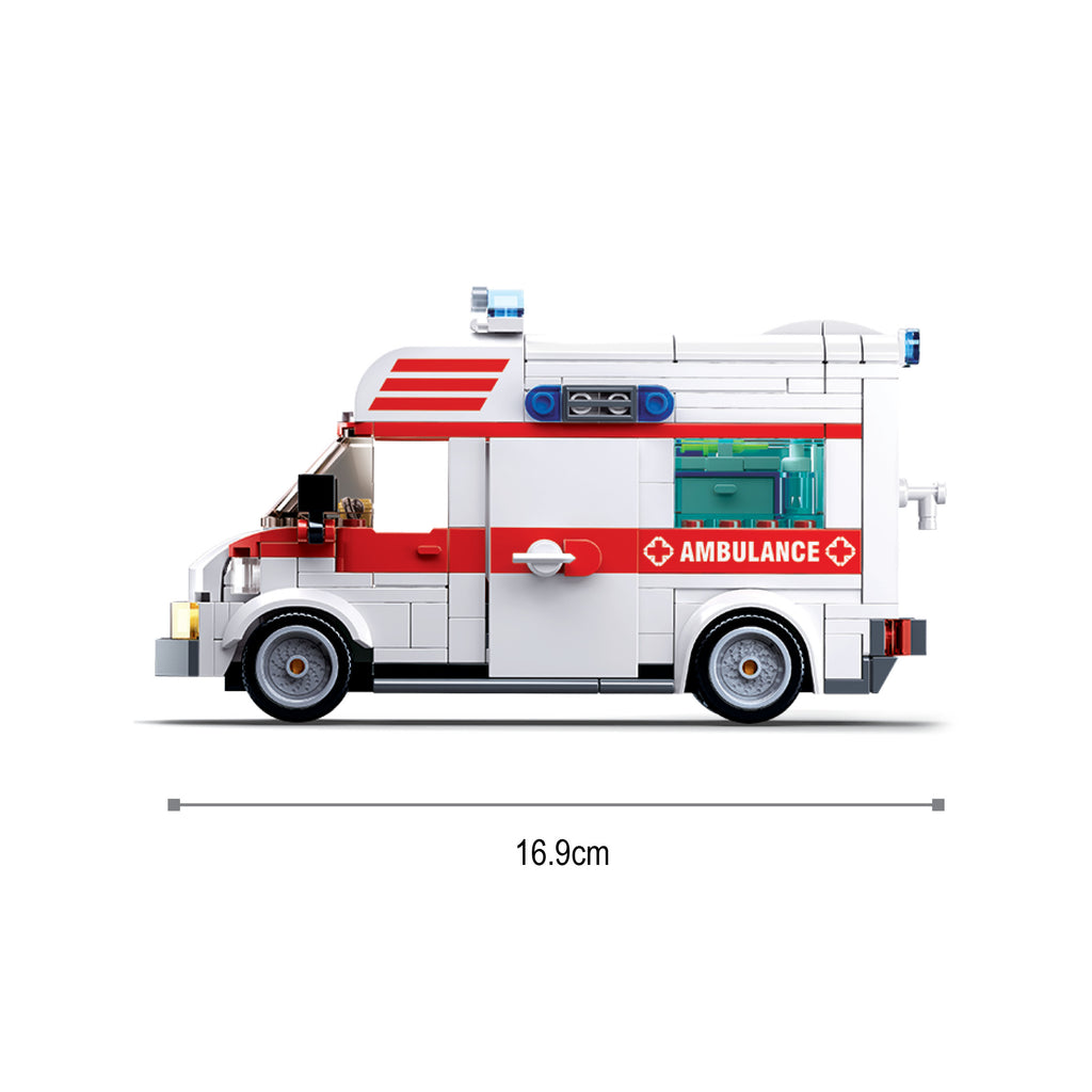 Sluban® Town-Ambulance Large 328Pcs (M38-B1065) (328 Pieces) Building Blocks Kit For Boys Aged 6 Years And Above Creative  Construction Set Educational Stem Toy, Blocks Compatible With Other Leading Brands, Bis Certified.