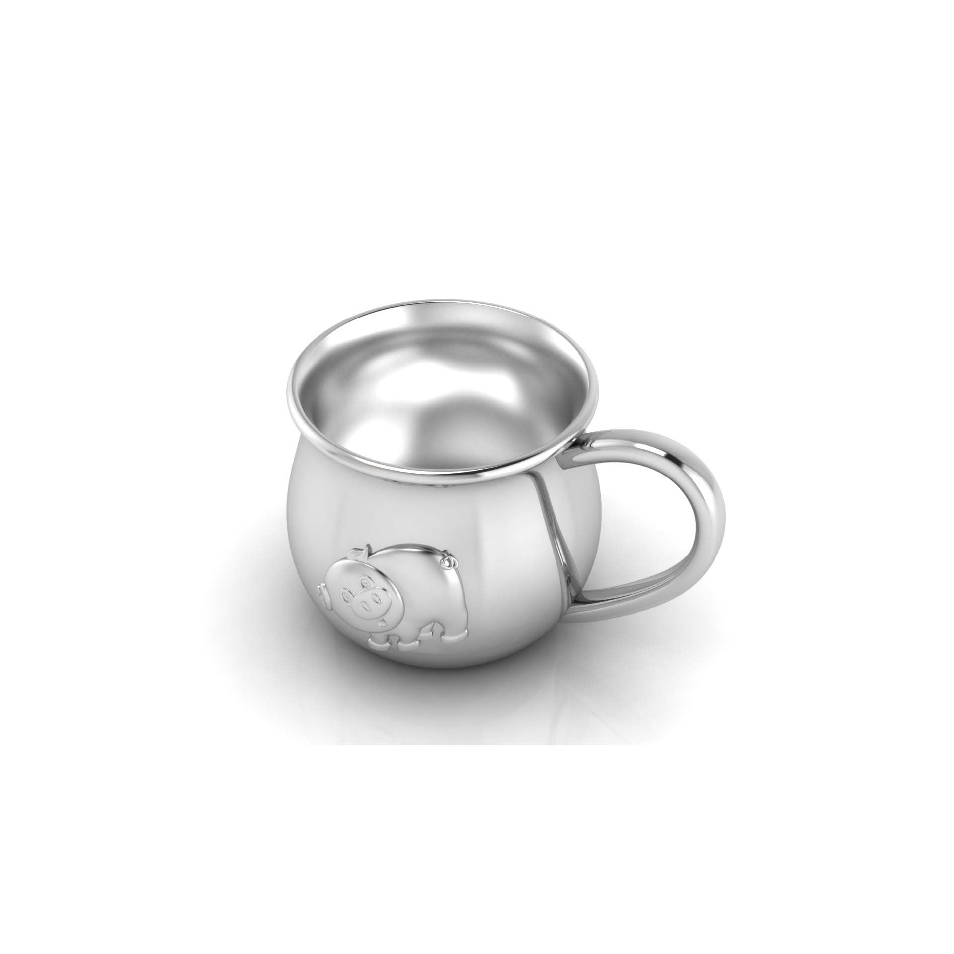 Silver Plated Piggy Embossed Cup