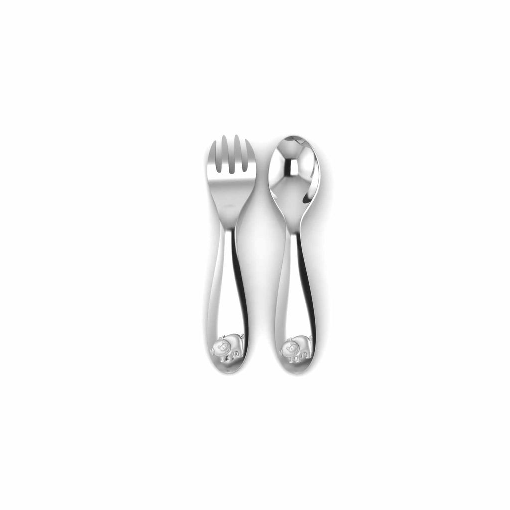 Silver Plated Piggy Spoon & Fork Set