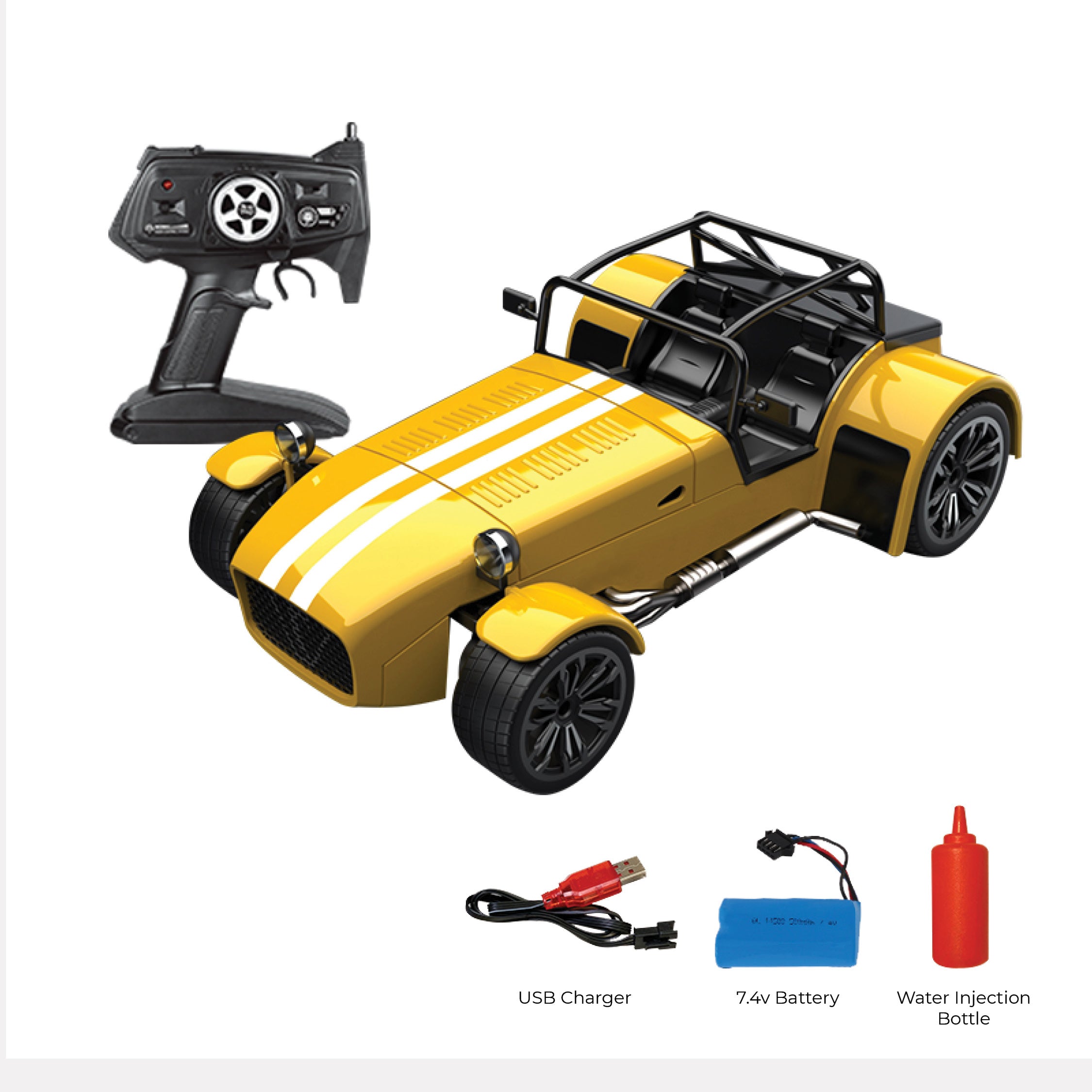Playzu Remote Control Car Series, R/C Die Cast Spray Racing Car Classic - Yellow