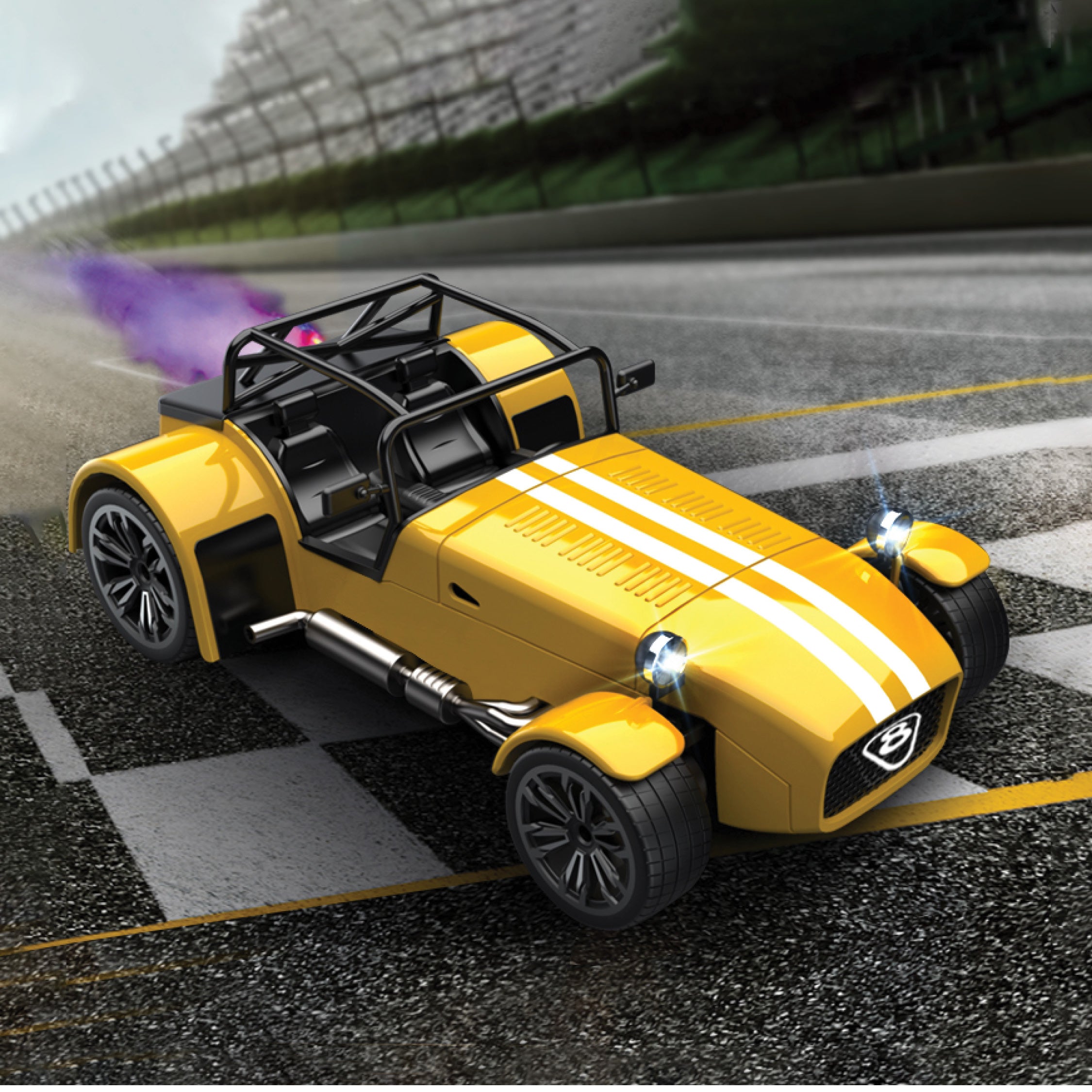 Playzu Remote Control Car Series, R/C Die Cast Spray Racing Car Classic - Yellow