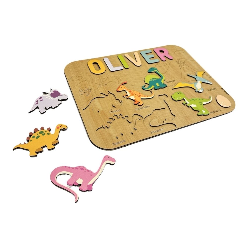 Personalised Wooden Name Puzzle - Dinosaurs