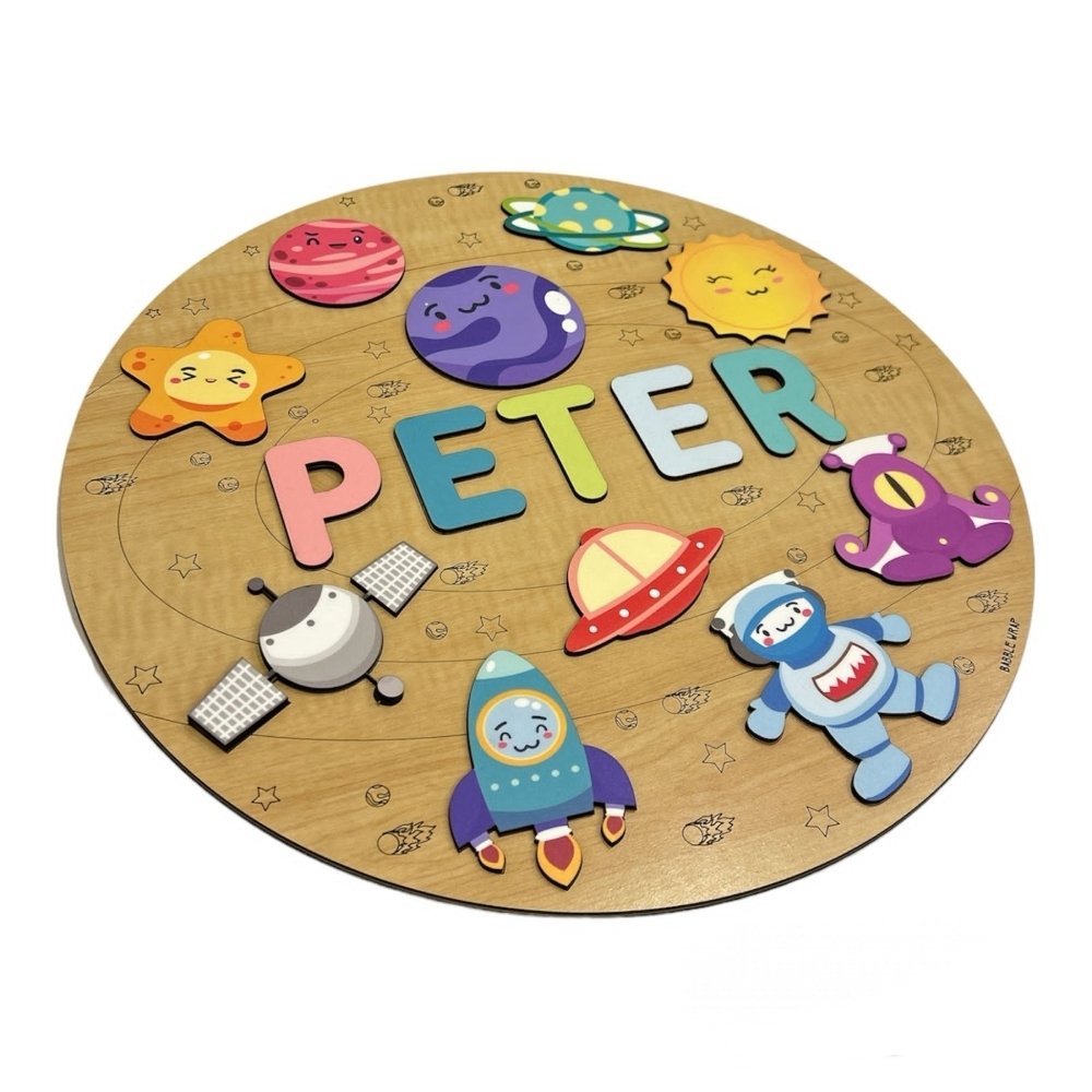 Personalised Wooden Name Puzzle- Outer Space