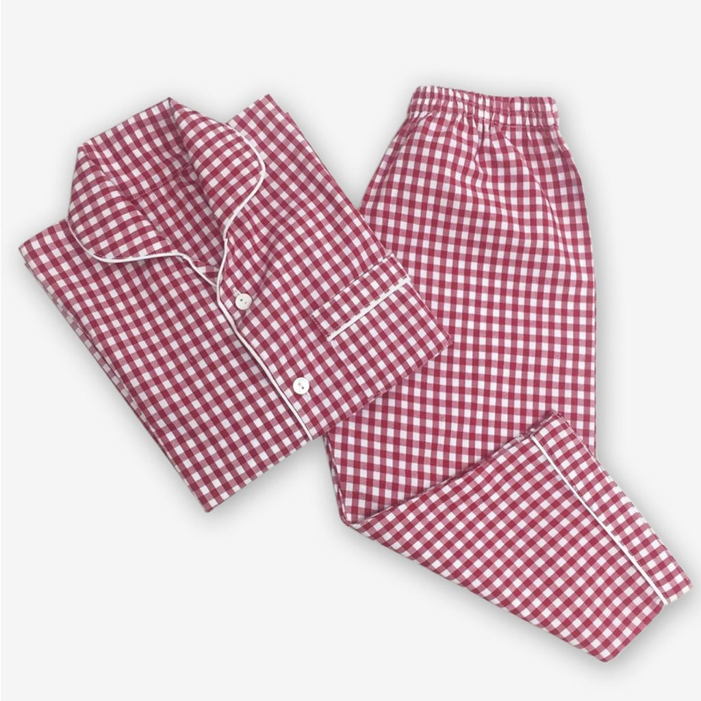 Classic Red Gingham Pyjama Set for Men