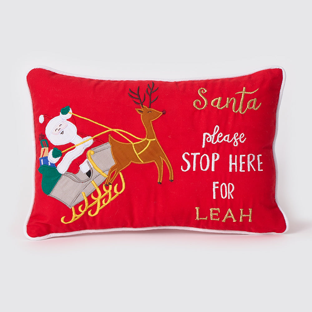 Personalised-Santa In Sleigh Pillow