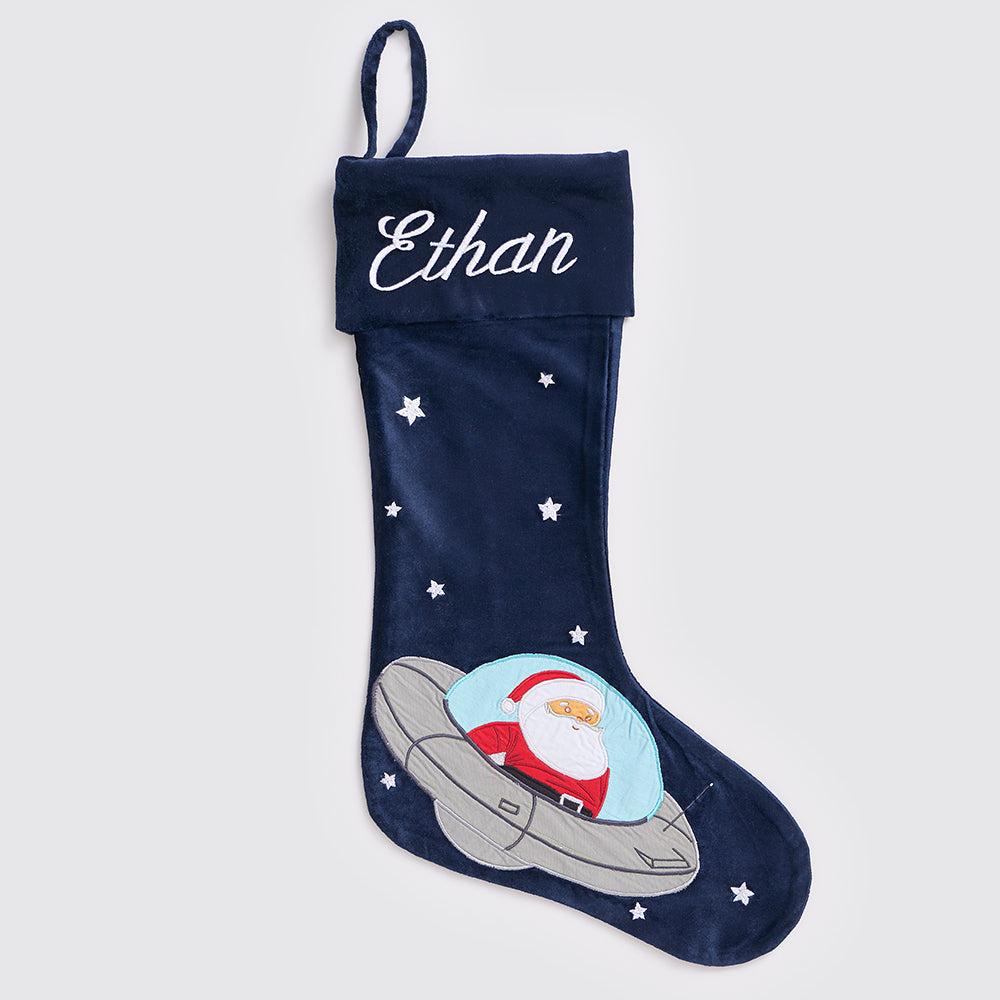 Personalised-Santa In Ufo Luxe Stocking