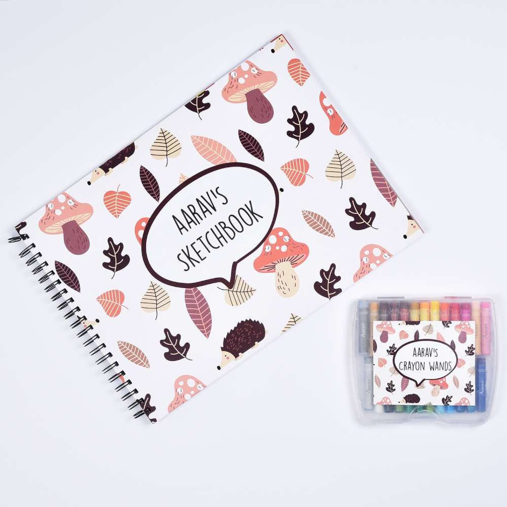 Sketch Books With Personalized Crayons - Hedgehog