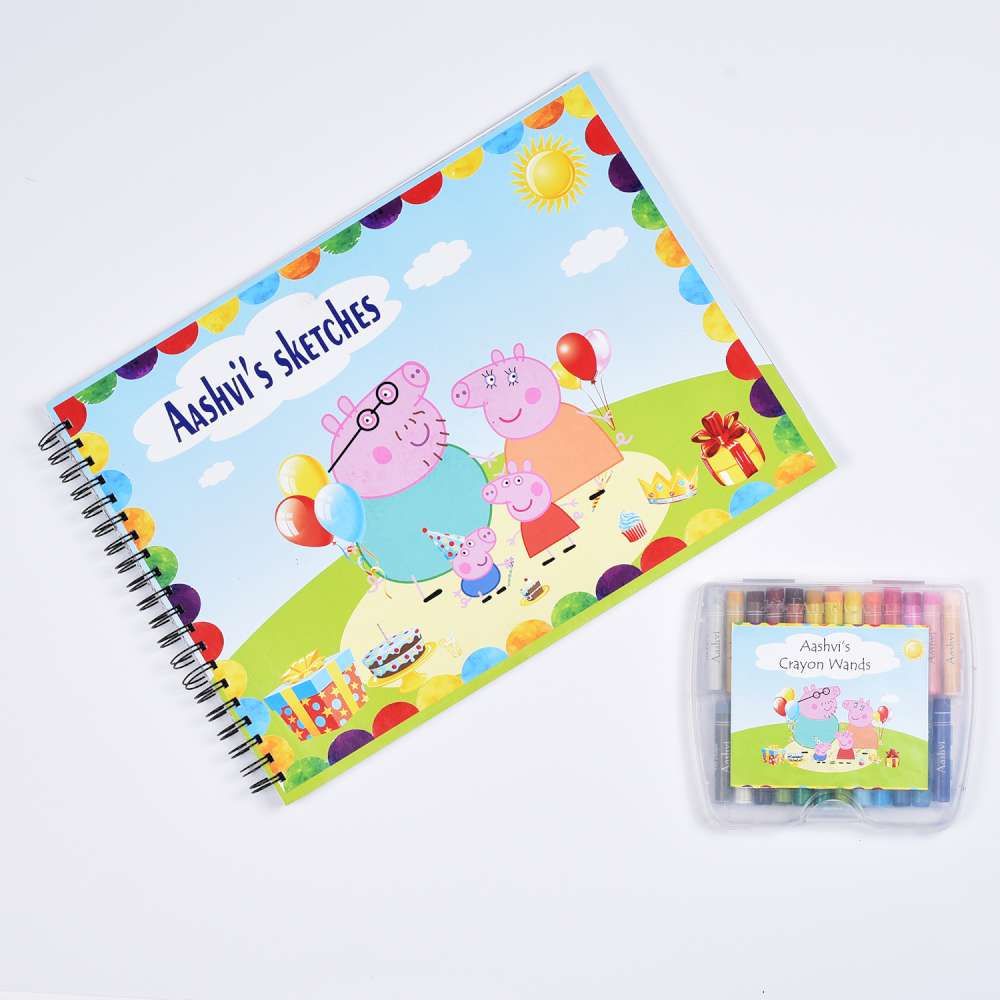 Sketch Books With Personalized Crayons - Peppa Piggy