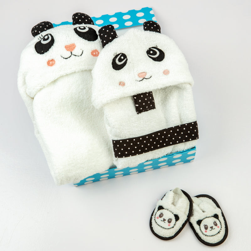 "Spa Time" New Born Gift Set (Panda) with Hooded Towel