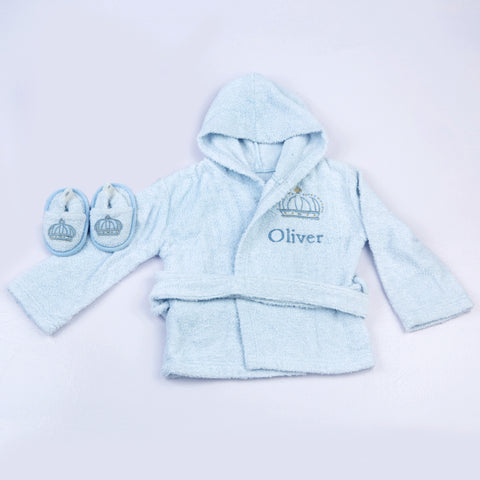 Baby Just Born Hooded Robe & Booties Set, Blue