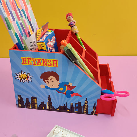 Stationery Stand With Drawer - Superhero