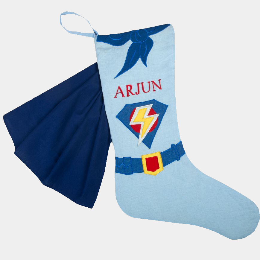 Personalised Superhero Linen Stocking