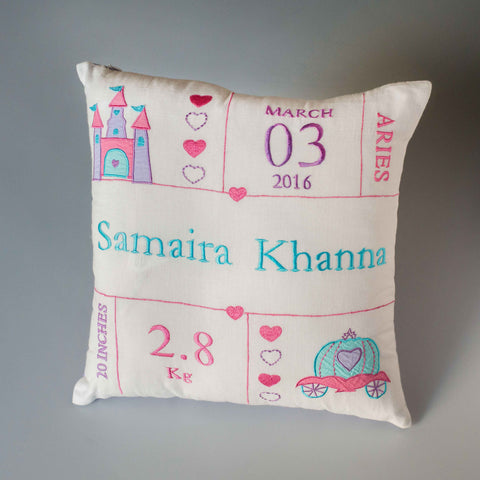 'Welcome Baby' Personalised Pillow - Girl