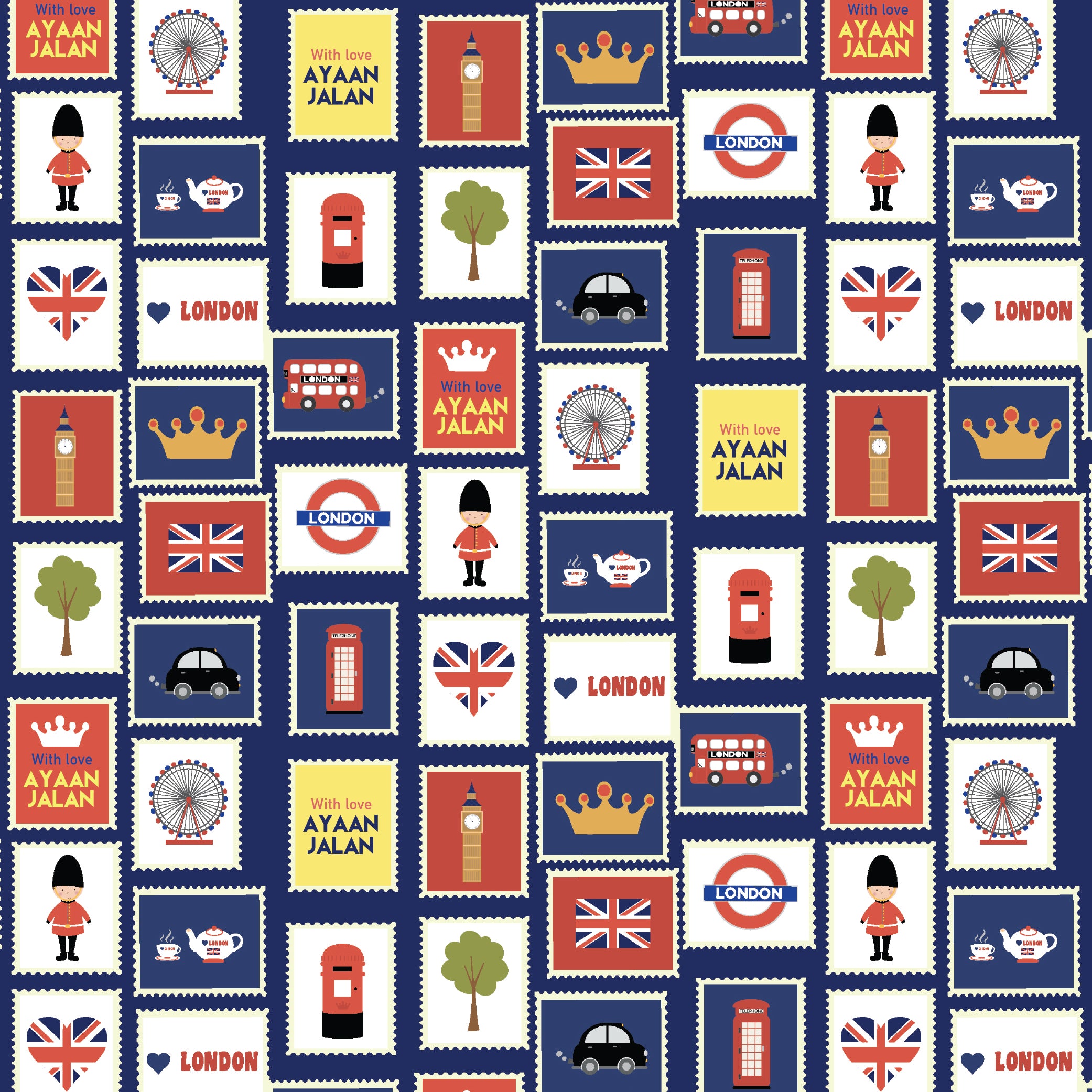 Personalised Wrapping Paper 19 x 26.5" - London, Set of 10
