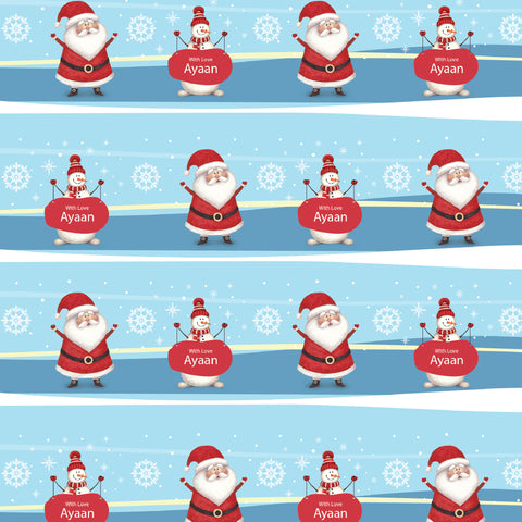 Personalised Wrapping Paper 19 x 26.5" - Santa & Snowman, Set of 10